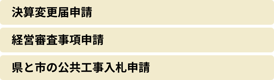 決算変更届申請／経営審査事項申請／県と市の公共工事入札申請